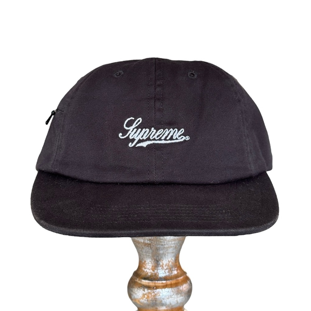 Supreme Side Pocket Script Logo 6 Panel Cap